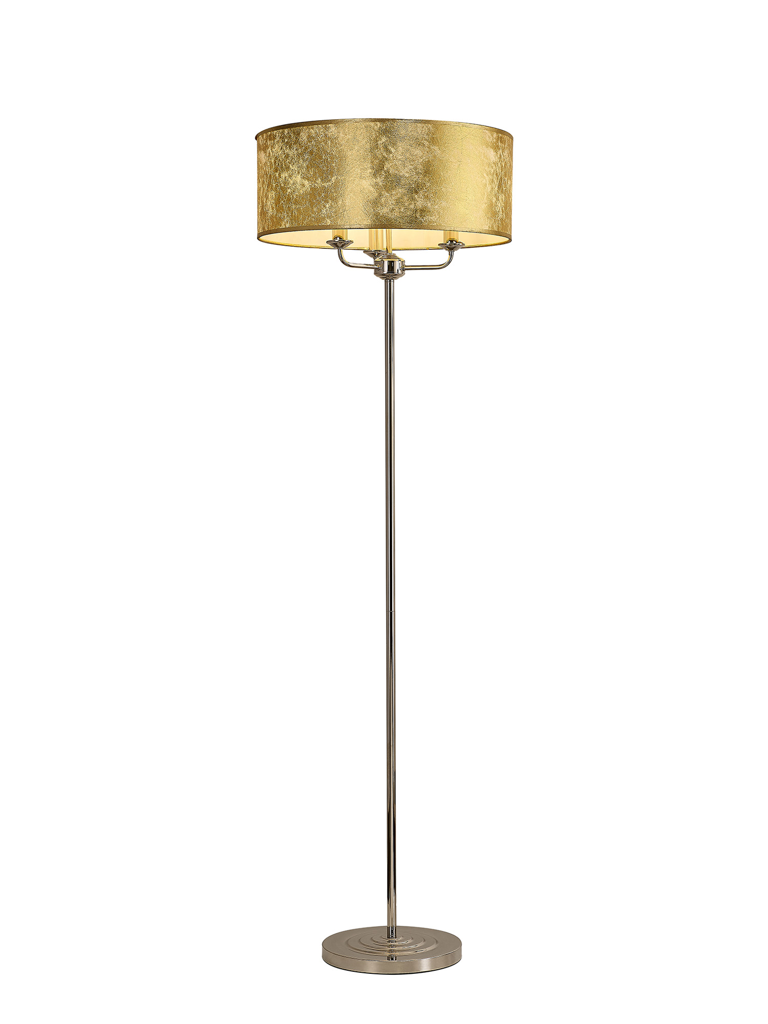 DK0899  Banyan 45cm 3 Light Floor Lamp Polished Nickel, Gold Leaf